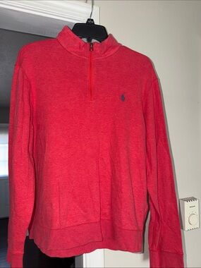 Ralph Lauren Bright Red Half-Zip Sweatshirt
